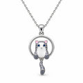 Collar Gatito Mujer Plateado con Dije Colgante Tierno Elegante Regalo