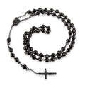 Collar Rosario Negro Cruz Hombre Acero Inoxidable Estilo Urbano Masculino