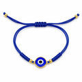 Pulsera Ojo Turco Mujer Ajustable Cordón Azul Acero Inoxidable Protección