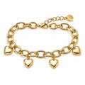 Pulsera Corazones Mujer Cadena de Eslabones Dorada y Plateada
