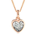 Collar Corazón Cristal Brillante Oro Rosa Mujer Acero Inoxidable