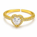 Anillo Ajustable Corazón Mujer Acero Inoxidable con Zirconias Regalo Amor Elegante