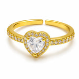 Anillo Ajustable Corazón Mujer Acero Inoxidable con Zirconias Regalo Amor Elegante