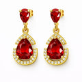 Aretes Colgantes Gota Cristal Brillante Dorado Elegante Mujer Fiesta