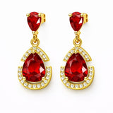 Aretes Colgantes Gota Cristal Brillante Dorado Elegante Mujer Fiesta