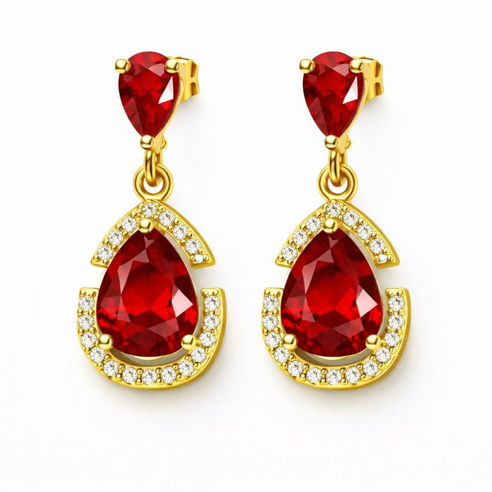Aretes Colgantes Gota Cristal Brillante Dorado Elegante Mujer Fiesta