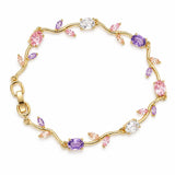 Pulsera Tulipán Mujer Dorada con Piedras Multicolor Elegante Regalo