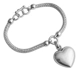 Pulsera Cordón Corazón Plata mujer chuncky