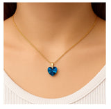Collar Corazón Cristal Mujer Azul