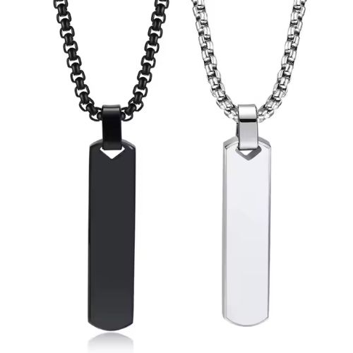 Collar Placa Militar Rectangular Hombre Acero Inoxidable Hombre