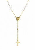 Rosario Collar Virgen Milagrosa con Cristales Transparentes Acero Inoxidable Dorado para Mujer Waterproof