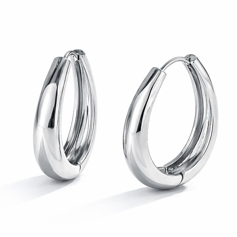 Aretes argolla acanalada Mujer Elegancia