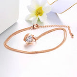 Collar Corazón Cristal Brillante Oro Rosa Mujer Acero Inoxidable