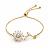 Pulsera Girasol Mujer Dorada con Cristales Ajustable Elegante Regalo