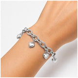 Pulsera Corazones Mujer Cadena de Eslabones Dorada y Plateada
