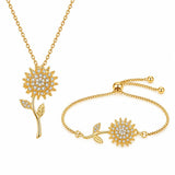 Set Collar y Pulsera Girasol Mujer Dorado con Brillos Elegante Regalo