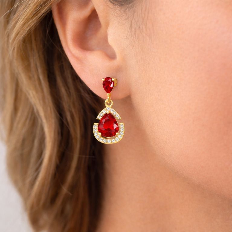 Aretes Colgantes Gota Cristal Brillante Dorado Elegante Mujer Fiesta