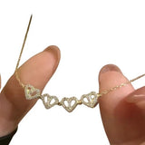 Collar 2 en 1 Trébol de la suerte y corazones brillos mujer