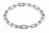 Pulsera Eslabones Plateada Minimalista Acero Inoxidable