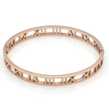 Puñera Pulsera Bangle números Romanos Mujer Baño Oro Rosa