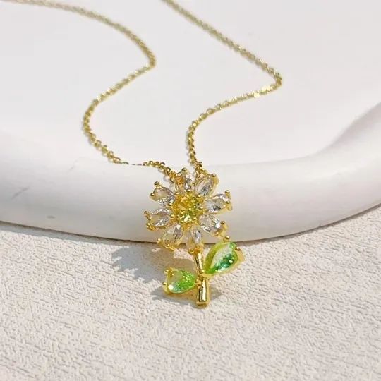 Collar Girasol Giratorio Antiestrés Mujer Verde Regalo