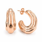 Aretes Argolla Chunky Triple Aro Oro Rosa Mujer Waterproof Elegantes