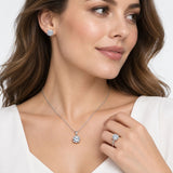 Set Collar Aretes y Anillo Punto de Luz Mujer Plateado con Brillos Elegante Regalo
