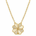Collar Flor Mujer Dorado con Detalles Blancos y Brillantes Elegante Regalo
