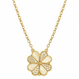 Collar Flor Mujer Dorado con Detalles Blancos y Brillantes Elegante Regalo