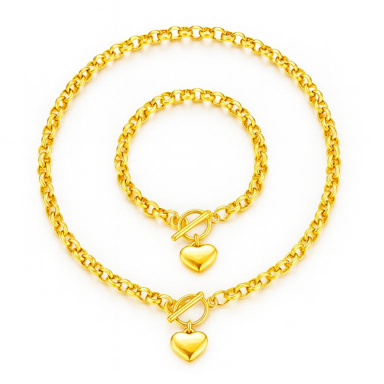 Collar y Pulsera Corazón Mujer