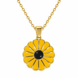 Collar Margarita Mujer Dorado Amarillo Centro Negro Elegante Regalo