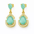 Aretes Colgantes Gota Cristal Brillante Dorado Elegante Mujer Fiesta