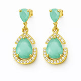 Aretes Colgantes Gota Cristal Brillante Dorado Elegante Mujer Fiesta