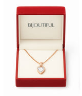 Collar Corazón Cristal Brillante Oro Rosa Mujer Acero Inoxidable
