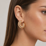 Aretes Argolla Chunky Acanalados Oro Rosa Mujer Elegantes