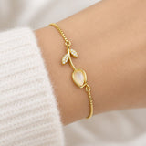 Pulsera Tulipán Mujer Dorada Ajustable con Brillos Elegante Regalo