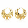 Argollas Mujer Acero Inoxidable Doradas Doble Diseño Calado