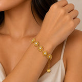 Pulsera Girasoles Dorada Mujer con Cristales Ajustable Regalo