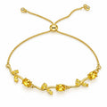 Pulsera Flores Mujer Dorada con Piedras Amarillas Ajustable Elegante Regalo