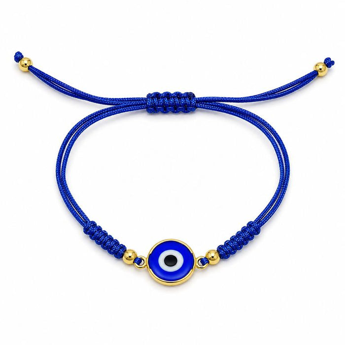 Pulsera Ojo Turco Mujer Ajustable Cordón Azul Acero Inoxidable Protección