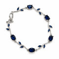 Pulsera Mujer Plateada con Piedras Azules y Hojas Elegante Regalo