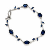 Pulsera Mujer Plateada con Piedras Azules y Hojas Elegante Regalo