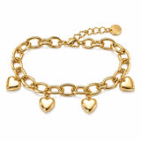 Pulsera Corazones Mujer Cadena de Eslabones Dorada y Plateada