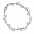 Pulsera Mujer Plateada con Cristales y Hojas Elegante Regalo