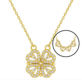 Collar 2 en 1 Trébol de la suerte y corazones brillos mujer