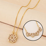 Collar 2 en 1 Trébol de la suerte y corazones brillos mujer