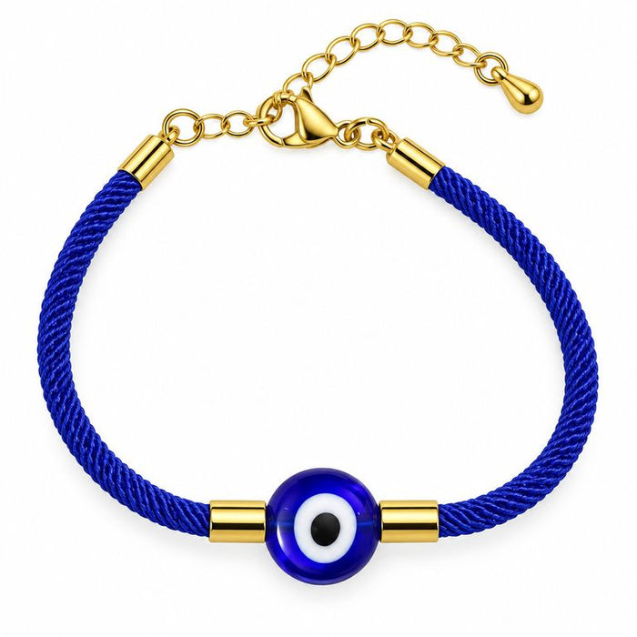 Pulsera Ojo Turco Azul Mujer Ajustable con Detalles Dorados
