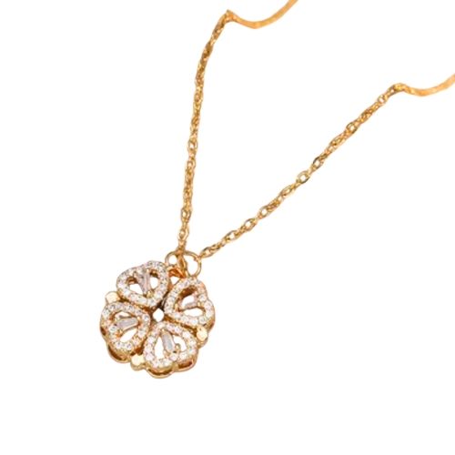 Collar 2 en 1 Trébol de la suerte y corazones brillos mujer
