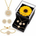 Set Collar Aretes y Pulsera Girasol Dorado Mujer Elegante Regalo