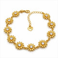 Pulsera Girasoles Dorada Mujer con Cristales Ajustable Regalo
